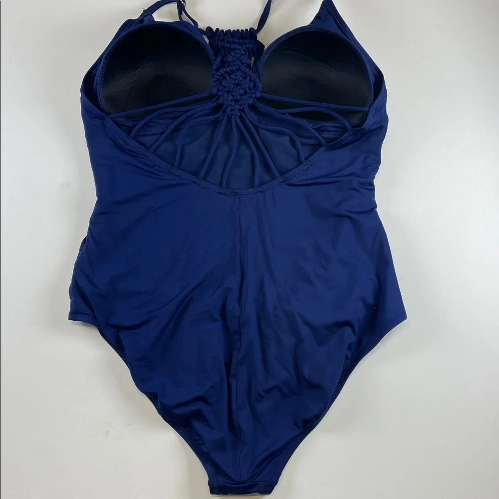 Firpearl Blue Tummy Control One Piece Swimsuit Plus Size 16 Women’s Ruched